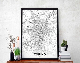 TORINO Italy map poster Hometown City Print Modern Home Decor Office Decoration Wall Art Dorm Bedroom Gift