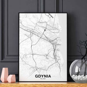 GDYNIA Polen Karte Poster Hometown City Print Moderne Wohnkultur Büro Dekoration Wand Kunst Wohnheim Schlafzimmer Geschenk