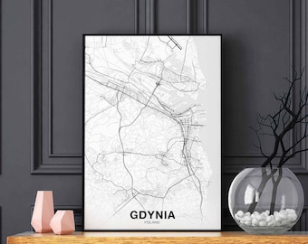 GDYNIA Poland map poster Hometown City Print Modern Home Decor Office Decoration Wall Art Dorm Bedroom Gift