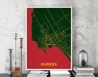 DURRES Albania poster color Hometown City Print Modern Home Decor Office Decoration Wall Art Dorm Bedroom Gift
