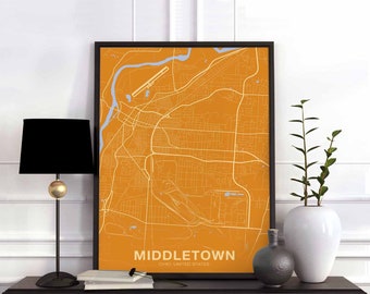 MIDDLETOWN Ohio OH USA poster color Hometown City Print Modern Home Decor Office Decoration Wall Art Dorm Bedroom Gift