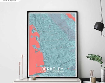 BERKELEY California USA map poster black white Hometown City Print Modern Home Decor Office Decoration Wall Art Dorm Bedroom Gift