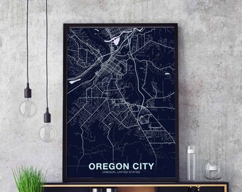 Oregon City OR USA poster color Hometown City Print Modern Home Decor Office Decoration Wall Art Dorm Bedroom Gift