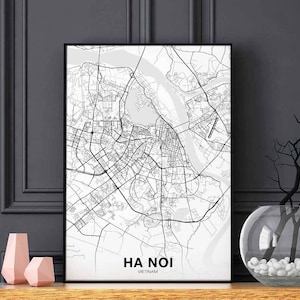 HA NOI HANOI Vietnam Karte Poster Heimatstadt Stadt Druck Modernes Wohnkultur Büro Dekoration Wand Kunst Wohnheim Schlafzimmer Geschenk