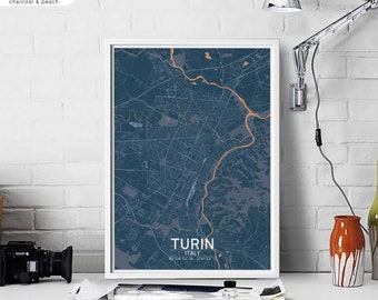 TURIN TORINO Italy map poster black white Hometown City Print Modern Home Decor Office Decoration Wall Art Dorm Bedroom Gift