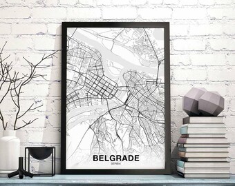 BELGRADE Serbia map poster Hometown City Print Modern Home Decor Office Decoration Wall Art Dorm Bedroom Gift