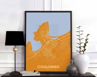 COQUIMBO Chile map poster color Hometown City Print Modern Home Decor Office Decoration Wall Art Dorm Bedroom Gift