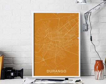 DURANGO Mexico map poster color Hometown City Print Modern Home Decor Office Decoration Wall Art Dorm Bedroom Gift