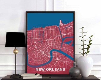 NEW ORLEANS Louisiana LA usa poster color Hometown City Print Modern Home Decor Office Decoration Wall Art Dorm Bedroom Gift