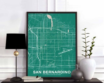SAN BERNARDINO California CA usa poster color Hometown City Print Modern Home Decor Office Decoration Wall Art Dorm Bedroom Gift