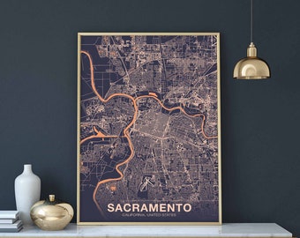 SACRAMENTO California CA USA poster color Hometown City Print Modern Home Decor Office Decoration Wall Art Dorm Bedroom Gift