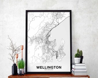 WELLINGTON New Zealand map poster Hometown City Print Modern Home Decor Office Decoration Wall Art Dorm Bedroom Gift