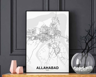 ALLAHABAD India map poster Hometown City Print Modern Home Decor Office Decoration Wall Art Dorm Bedroom Gift