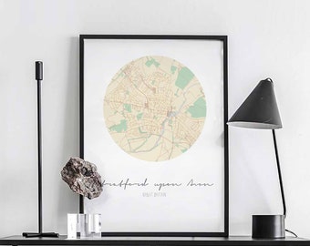 STRATFORD-Upon-AVON Great Britain UK map poster wall decor design modern minimal nordic travel bedroom home art vintage retro dorm nursery
