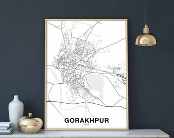 GORAKHPUR India map poster Hometown City Print Modern Home Decor Office Decoration Wall Art Dorm Bedroom Gift