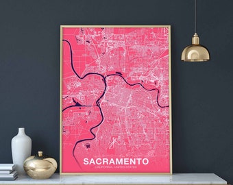 SACRAMENTO California CA USA poster color Hometown City Print Modern Home Decor Office Decoration Wall Art Dorm Bedroom Gift