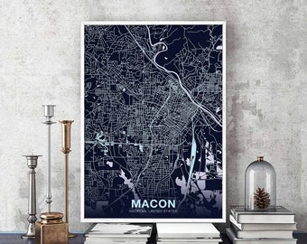 MACON Georgia GA USA poster color Hometown City Print Modern Home Decor Office Decoration Wall Art Dorm Bedroom Gift