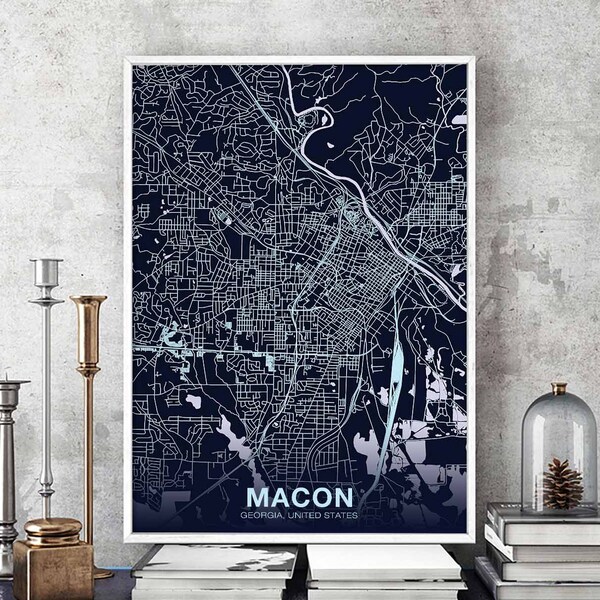 MACON Georgia GA USA affiche couleur Hometown City Print Modern Home Decor Office Décoration Wall Art Dortoir Chambre Cadeau