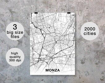 MONZA Italy map poster Hometown City Print Modern Home Decor Office Decoration Wall Art Dorm Bedroom Gift
