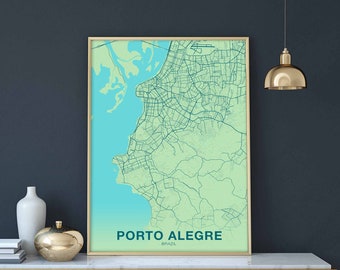 PORTO ALEGRE Brazil poster color Hometown City Print Modern Home Decor Office Decoration Wall Art Dorm Bedroom Gift