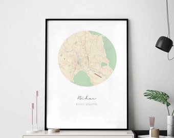 BIHAC Bosnia  Herzegovina map poster wall decor design modern minimal nordic travel bedroom home art vintage retro dorm nursery housewarming