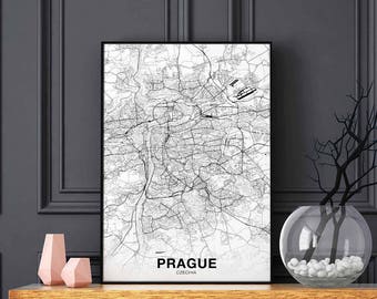 PRAGUE Czech Czechia map poster Hometown City Print Modern Home Decor Office Decoration Wall Art Dorm Bedroom Gift