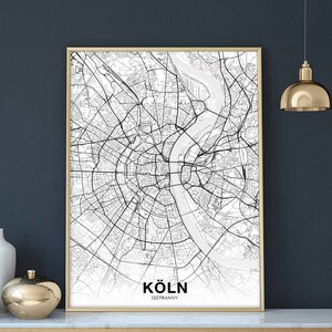 KOLN allemagne carte affiche ville natale ville impression moderne décor à la maison bureau décoration mur art dortoir chambre cadeau