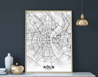 KOLN Germany map poster Hometown City Print Modern Home Decor Office Decoration Wall Art Dorm Bedroom Gift