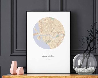 MANILA Philippines map poster wall decor design modern minimal nordic travel bedroom home art vintage retro dorm nursery housewarming