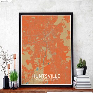HUNTSVILLE Alabama usa kaart poster zwart wit Woonplaats Stad Print Modern Home Decor Kantoor Decoratie Wall Art Slaapzaal slaapkamer cadeau