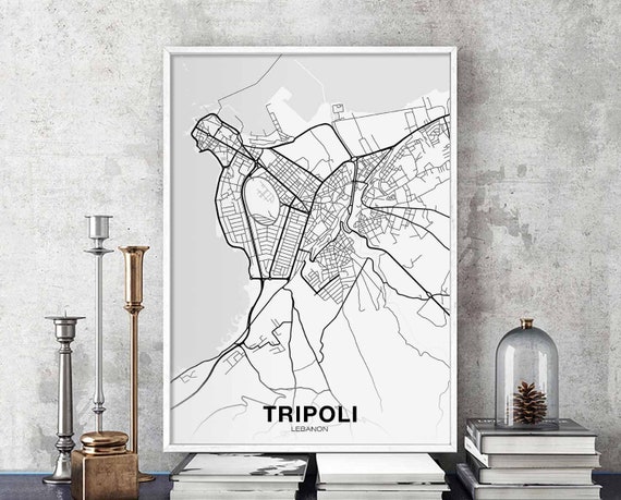 Tripoli Lebanon Map Poster Black White Hometown City Print Etsy