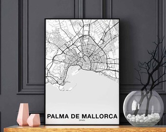 PALMA DE MALLORCA Spain map poster Hometown City Print Modern Home Decor Office Decoration Wall Art Dorm Bedroom Gift