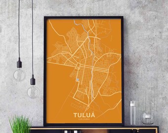 TULUA Colombia map poster color Hometown City Print Modern Home Decor Office Decoration Wall Art Dorm Bedroom Gift