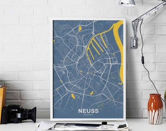 NEUSS Germany map poster color Hometown City Print Modern Home Decor Office Decoration Wall Art Dorm Bedroom Gift