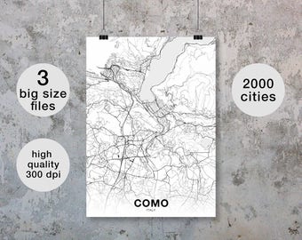 COMO Italy map poster Hometown City Print Modern Home Decor Office Decoration Wall Art Dorm Bedroom Gift