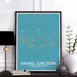 GRAND JUNCTION Colorado USA Karte Poster schwarz weiß Wand Dekor Design modern skandinavisch minimalistisch nordisch Einweihungsparty Reise Schlafzimmer