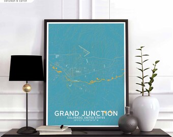 GRAND JUNCTION Colorado usa map poster black white wall decor design modern scandinavian minimal nordic housewarming travel bedroom