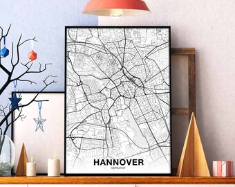 HANNOVER Germany map poster Hometown City Print Modern Home Decor Office Decoration Wall Art Dorm Bedroom Gift