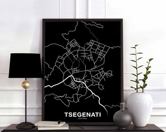 TSEGENATI Eritrea map poster black white Hometown City Print Modern Home Decor Office Decoration Wall Art Dorm Bedroom Gift