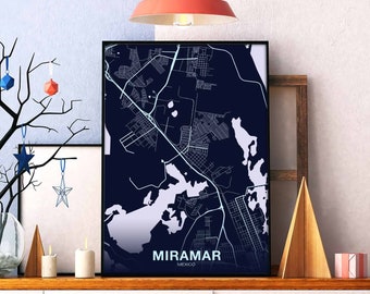 MIRAMAR Mexico map poster color Hometown City Print Modern Home Decor Office Decoration Wall Art Dorm Bedroom Gift