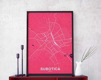 SUBOTICA Serbia poster color Hometown City Print Modern Home Decor Office Decoration Wall Art Dorm Bedroom Gift