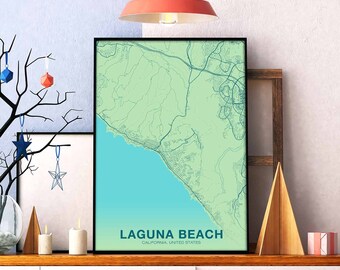 LAGUNA BEACH California CA us map poster color Hometown City Print Modern Home Decor Office Decoration Wall Art Dorm Bedroom Gift
