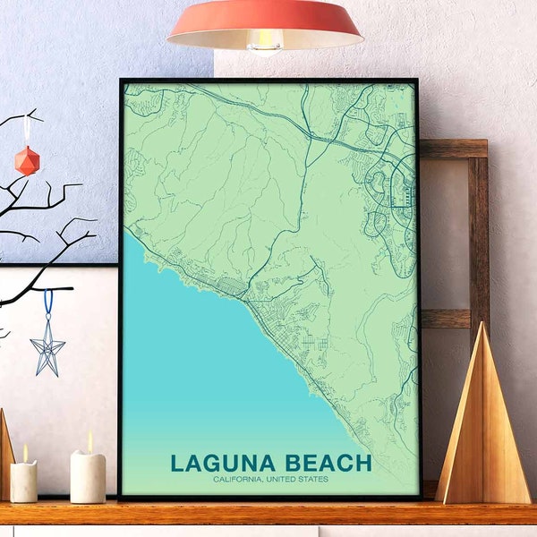 LAGUNA BEACH California CA us map poster color Hometown City Print Modern Home Decor Office Decoration Wall Art Dorm Bedroom Gift