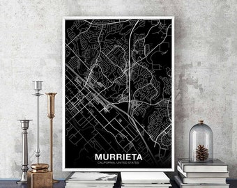 MURRIETA California CA USA map poster black white Hometown City Print Modern Home Decor Office Decoration Wall Art Dorm Bedroom Gift