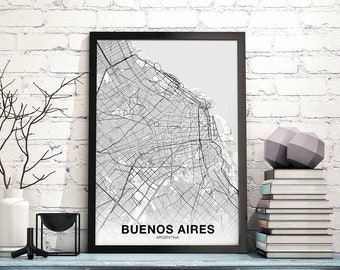 BUENS AIRES Argentina map poster Hometown City Print Modern Home Decor Office Decoration Wall Art Dorm Bedroom Gift