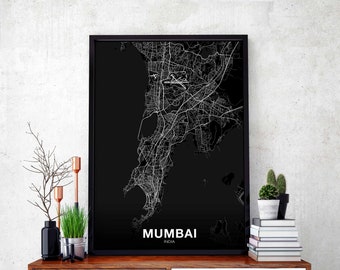 MUMBAI Bombay India map poster Hometown City Print Modern Home Decor Office Decoration Wall Art Dorm Bedroom Gift