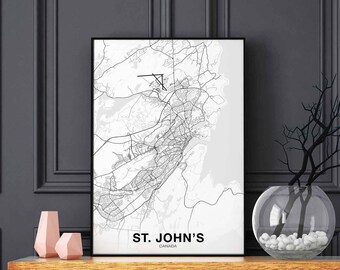 ST. JOHN'S Canada map poster Hometown City Print Modern Home Decor Office Decoration Wall Art Dorm Bedroom Gift