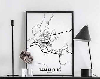 TAMALOUS Algeria map poster Hometown City Print Modern Home Decor Office Decoration Wall Art Dorm Bedroom Gift
