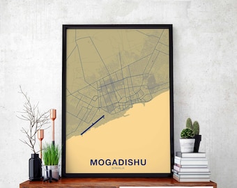 MOGADISHU Somalia map poster black white Hometown City Print Modern Home Decor Office Decoration Wall Art Dorm Bedroom Gift