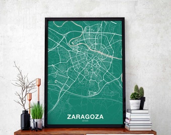 ZARAGOZA Spain map poster color Hometown City Print Modern Home Decor Office Decoration Wall Art Dorm Bedroom Gift